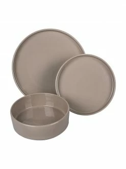 Villa D'Este Home Tivoli Service de table grès cérame dans beige foncé Gourment, 4 personnes (12 élém.), Lot de différentes tailles