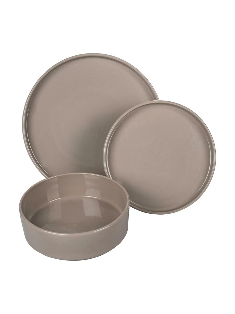 Villa D'Este Home Tivoli Service de table grès cérame dans beige foncé Gourment, 4 personnes (12 élém.), Lot de différentes tailles 3 Villa D'Este Home Tivoli Service de table grès cérame dans beige foncé Gourment, 4 personnes (12 élém.), Lot de différentes tailles