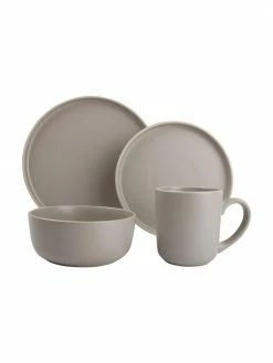 Service de table grès taupe Brim, 4 personnes (20 élém.), Lot de différentes tailles