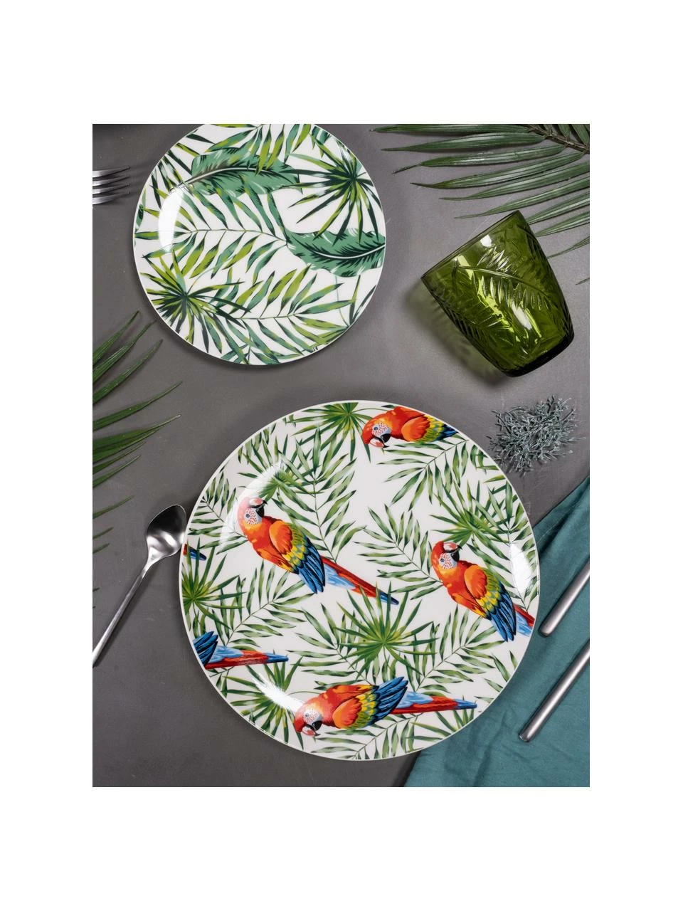 Villa D'Este Home Tivoli Service de table porcelaine Parrot Jungle, 6 personnes (18 élém.), Lot de différentes tailles 4 Villa D'Este Home Tivoli Service de table porcelaine Parrot Jungle, 6 personnes (18 élém.), Lot de différentes tailles – Image 2