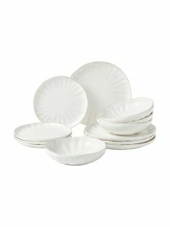 Westwing Collection Service de table porcelaine avec bord doré Sali, 4 personnes (12 élém.), 4 personnes (12 élém.)