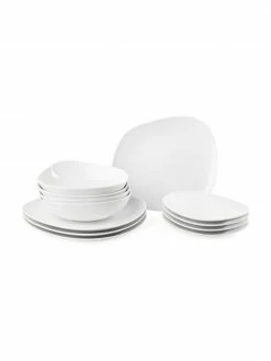 Villeroy & Boch Service de table porcelaine blanche Organic, 4 personnes (12 élém.), Lot de différentes tailles