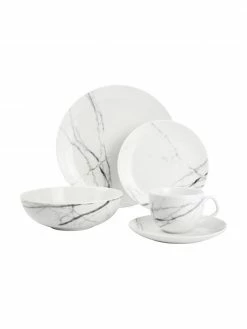 Service de table porcelaine blanche Stone, 4 personnes (20 élém.), Lot de différentes taillesSeulement 1 produit disponible