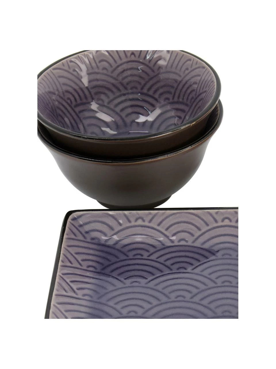 Service de table porcelaine fait main Glassy Blue avec baguettes, 2 personnes (6 élém.), Lot de différentes tailles 5 Service de table porcelaine fait main Glassy Blue avec baguettes, 2 personnes (6 élém.), Lot de différentes tailles – Image 3