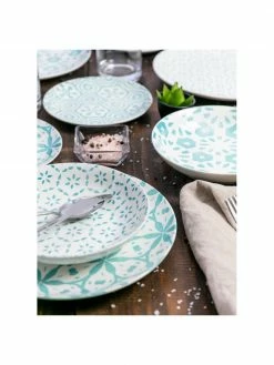 Villa D'Este Home Tivoli Service de table porcelaine imprimé turquoise Bodrum, Lot de différentes tailles -Cuisine Soldes 2022 Service de table porcelaine imprime turquoise Bodrum 2