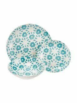 Villa D'Este Home Tivoli Service de table porcelaine imprimé turquoise Bodrum, Lot de différentes tailles -Cuisine Soldes 2022 Service de table porcelaine imprime turquoise Bodrum 3