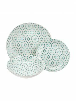 Villa D'Este Home Tivoli Service de table porcelaine imprimé turquoise Bodrum, Lot de différentes tailles -Cuisine Soldes 2022 Service de table porcelaine imprime turquoise Bodrum 4