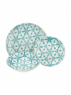 Villa D'Este Home Tivoli Service de table porcelaine imprimé turquoise Bodrum, Lot de différentes tailles -Cuisine Soldes 2022 Service de table porcelaine imprime turquoise Bodrum 5