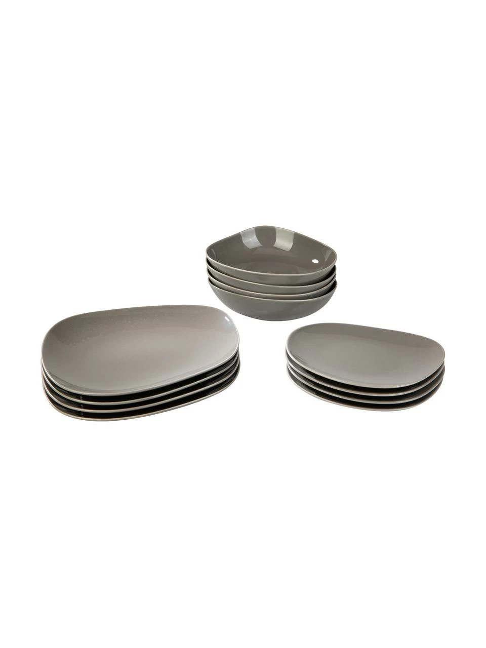 Villeroy & Boch Service de table porcelaine taupe Organic, 4 personnes (12 élém.), Lot de différentes tailles 3 Villeroy & Boch Service de table porcelaine taupe Organic, 4 personnes (12 élém.), Lot de différentes tailles