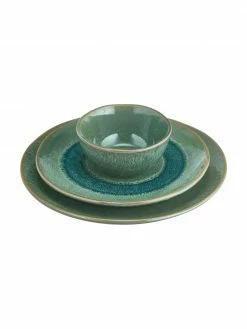 Leonardo Service de table vert Matera, 6 personnes (18 élém.), Lot de différentes tailles