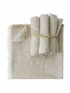 Serviette de table coton beige Ivory, 4 pièces, larg. 40 x long. 40 cm