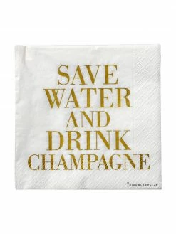 Bloomingville Serviettes en papier Save Water, 20 pièces, larg. 33 x long. 33 cm