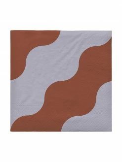 Broste Copenhagen Serviettes en papier rouge brique Tide, 20 pièces, larg. 33 x long. 33 cm