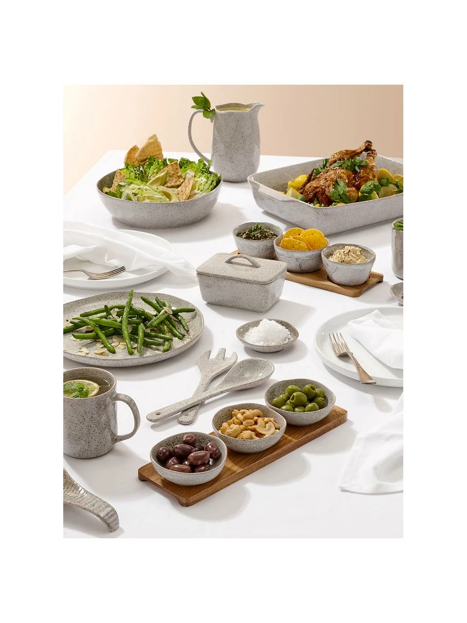 Ladelle Set apéritif porcelaine et bois d'acacia Artisan, 4 élém., Lot de différentes tailles 4 Ladelle Set apéritif porcelaine et bois d'acacia Artisan, 4 élém., Lot de différentes tailles – Image 2