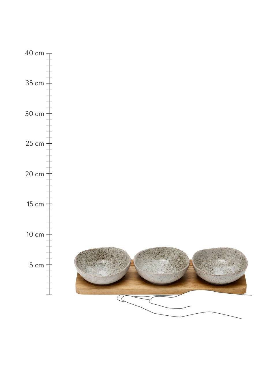Ladelle Set apéritif porcelaine et bois d'acacia Artisan, 4 élém., Lot de différentes tailles 5 Ladelle Set apéritif porcelaine et bois d'acacia Artisan, 4 élém., Lot de différentes tailles – Image 3