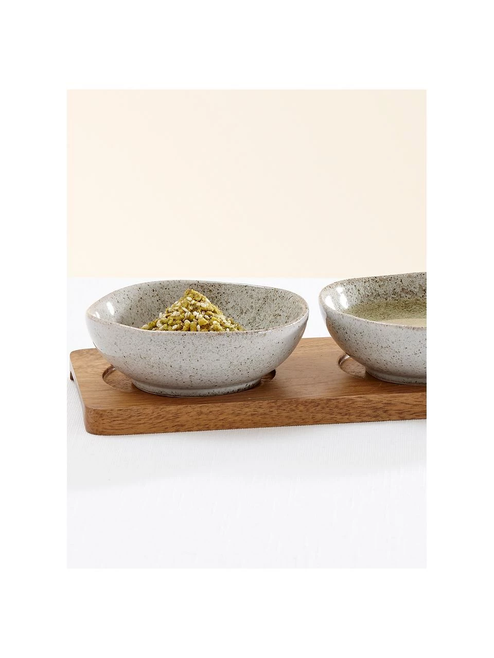 Ladelle Set apéritif porcelaine et bois d'acacia Artisan, 4 élém., Lot de différentes tailles 7 Ladelle Set apéritif porcelaine et bois d'acacia Artisan, 4 élém., Lot de différentes tailles – Image 5