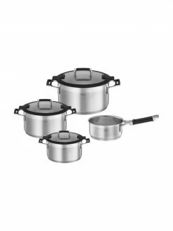 Set de casseroles acier inoxydable Silence par, 4 élém., Lot de différentes tailles