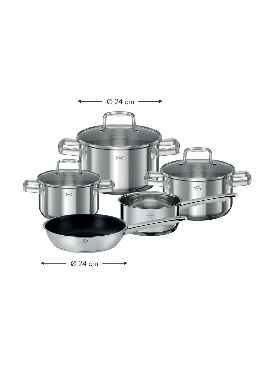 Set de casseroles acier inoxydable Silence par, 5 élém., Lot de différentes tailles 4 Set de casseroles acier inoxydable Silence par, 5 élém., Lot de différentes tailles – Image 2