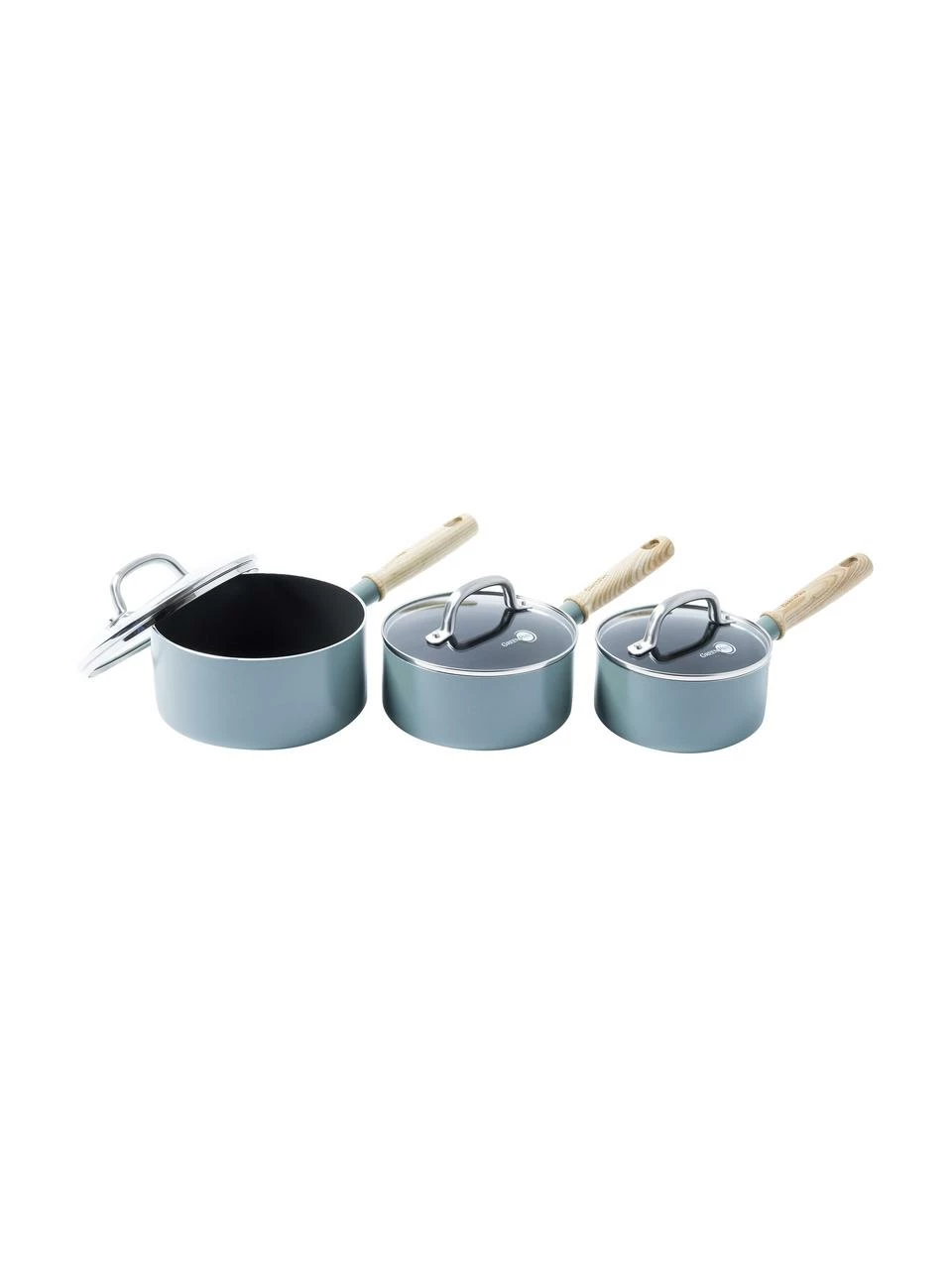 Set de casseroles bleues avec revêtement antiadhésif Mayflower, 3 élém., Lot de différentes taillesDisponibilité limitée 3 Set de casseroles bleues avec revêtement antiadhésif Mayflower, 3 élém., Lot de différentes taillesDisponibilité limitée