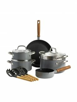 Set de cuisine gris avec revêtement antiadhésif Mayflower Pro, 10 élém., Lot de différentes tailles