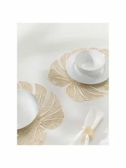 Set de table doré Leaf, 2 pièces, larg. 33 x long. 40 cm -Cuisine Soldes 2022 Set de table dore Leaf 2 pieces 2