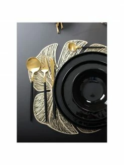 Set de table doré Leaf, 2 pièces, larg. 33 x long. 40 cm -Cuisine Soldes 2022 Set de table dore Leaf 2 pieces 3