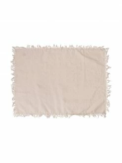 Cote Table Set de table en coton beige à franges Nalia, 2 pièces, larg. 50 x long. 40 cm