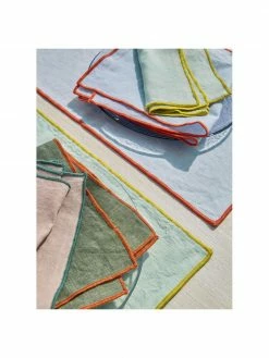 Set de table pur lin bleu ciel Daneli, 2 pièces, larg. 35 x long. 50 cm -Cuisine Soldes 2022 Set de table pur lin bleu ciel Daneli 2 pieces 3