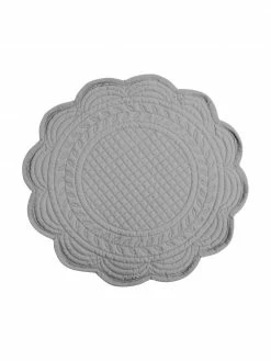 Cote Table Set de table ronds coton gris clair Boutis, 2 pièces, Ø 43 cm