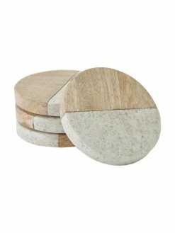 Sous-verre bois de manguier Augustine, 4 élém., Ø 10 x haut. 2 cm