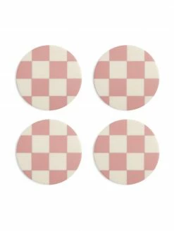 &k amsterdam Sous-verre rose Check, 4 pièces, Ø 10 cm -Cuisine Soldes 2022 Sous verre rose Check 4 pieces 2
