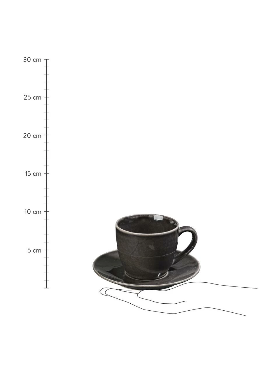 Broste Copenhagen Tasse à café avec sous-tasse artisanale Nordic Coal, Ø 8 x haut. 9 cm, 150 ml 5 Broste Copenhagen Tasse à café avec sous-tasse artisanale Nordic Coal, Ø 8 x haut. 9 cm, 150 ml – Image 3