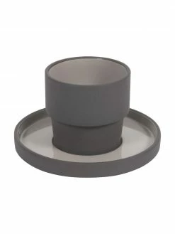 Tasse à café avec sous-tasse porcelaine grise Thianela, 4 pièces, Ø 8 x haut. 8 cm, 200 ml