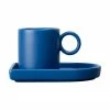 By On Tasse à espresso avec sous-tasse porcelaine bleue Niki, 6 pièces, Ø 6 x haut. 6 cm, 80 ml