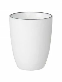 Broste Copenhagen Tasse à expresso en porcelaine avec bord noir, faite main Salt, 4 pièces, Ø 6 x haut. 8 cm, 100 ml
