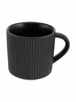 Bloomingville Tasse à surface rainurée noire mate Neri, 2 pièces, Ø 9 x haut 9 cm, 350 ml