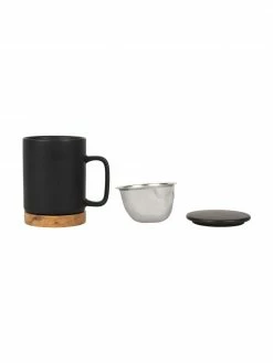 Sema Tasse avec couvercle et passoire Nordika, base en bois d'acacia, Ø 9 x haut. 12 cm, 370 ml -Cuisine Soldes 2022 Tasse avec couvercle et passoire Nordika base en bois dacacia 2