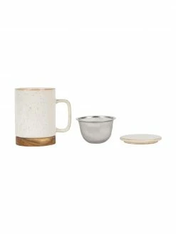 Sema Tasse avec couvercle et passoire Nordika, base en bois d'acacia, Ø 9 x haut. 12 cm, 370 ml -Cuisine Soldes 2022 Tasse avec couvercle et passoire Nordika base en bois dacacia 7