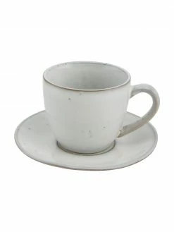 Broste Copenhagen Tasse avec sous-tasse faite à la main Nordic Sand, Ø 8 x haut. 7 cm, 150 ml