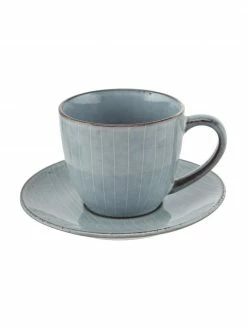 Broste Copenhagen Tasse avec sous-tasse faite à la main Nordic Sea, Ø 8 x haut. 7 cm, 150 ml