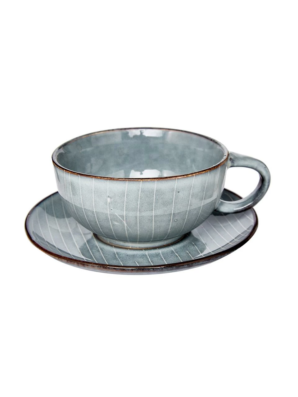Broste Copenhagen Tasse avec sous-tasse faite à la main Nordic Sea, Ø 11 x haut. 5 cm, 350 ml 3 Broste Copenhagen Tasse avec sous-tasse faite à la main Nordic Sea, Ø 11 x haut. 5 cm, 350 ml