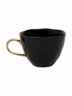 Urban Nature Culture Tasse en grès noire avec poignée dorée Good Morning, Ø 11 x haut. 8 cm, 350 ml -Cuisine Soldes 2022 Tasse en gres noire avec poignee doree Good Morning 3