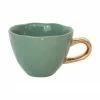Urban Nature Culture Tasse en grès vert foncé avec poignée dorée Good Morning, Ø 11 x haut. 8 cm, 350 ml -Cuisine Soldes 2022 Tasse en gres vert fonce avec poignee doree Good Morning