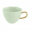 Urban Nature Culture Tasse en grès vert menthe avec poignée dorée Good Morning, Ø 11 x haut. 8 cm, 350 ml -Cuisine Soldes 2022 Tasse en gres vert menthe avec poignee doree Good Morning