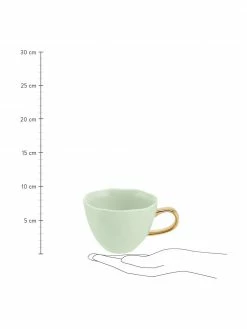 Urban Nature Culture Tasse en grès vert menthe avec poignée dorée Good Morning, Ø 11 x haut. 8 cm, 350 ml -Cuisine Soldes 2022 Tasse en gres vert menthe avec poignee doree Good Morning 2