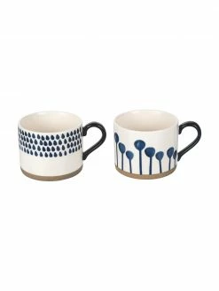 Villa D'Este Home Tivoli Tasse grès cérame bleu/blanc Masai, 2 élém., Ø 8 x haut. 8 cm, 400 mlDisponibilité limitée