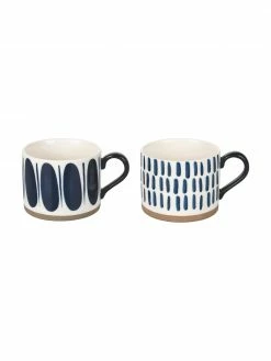 Villa D'Este Home Tivoli Tasse grès cérame bleu/blanc Masai, 2 élém., Ø 8 x haut. 8 cm, 400 ml
