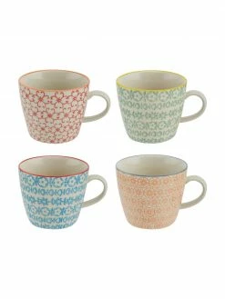 Bloomingville Tasse maison de campagne Carla, 4 élém., Ø 10 x haut. 8 cm, 300 ml