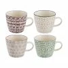 Bloomingville Tasse maison de campagne Karine, 4 élém., Ø 10 x haut. 8 cm, 300 ml