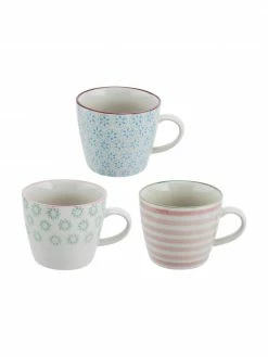 Bloomingville Tasse peinte à la main Patrizia, 3 élém., Ø 10 x haut. 8 cm, 300 ml
